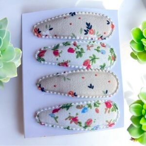 Floral print fabric Snap Clips Set